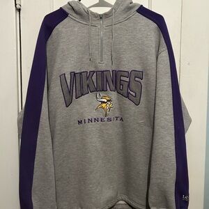 Vintage Lee Sport Minnesota Vikings NFL 1/4 Zip Hoodie Sweatshirt Mens Size XL